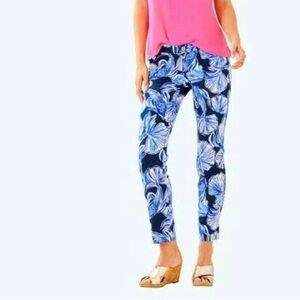NWT Lilly Pulitzer Kelly Skinny Ankle Pant Bright Navy In Reel Life